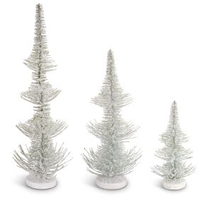 Frosted Bottle Brush Holiday Tree (Set of 3)