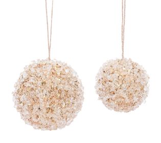 Gold Beaded Acyrlic Ball Ornament (Set of 8)