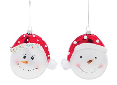 Whimsical Snowman Ball Ornament with Hat (Set of 6)