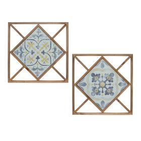 Framed Ornamental Wall Tile (Set of 2) 14.25"SQ