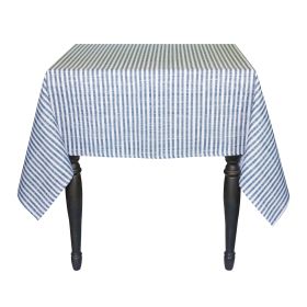 Blue and White Striped Dining Table Cloth 72"L