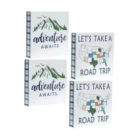 Wood Adventure Block Sentiment Sign (Set of 4)