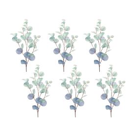 Blue Silver Dollar Eucalyptus Leaf Spray (Set of 6)