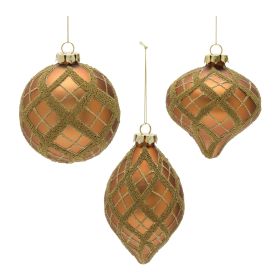 Glitter Net Glass Ball Ornamnet (Set of 12)