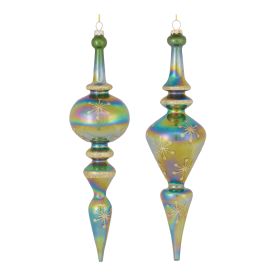 Irredescent Glass Finial Drop Ornament (Set of 6)