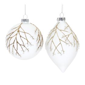 Glittered Glass Tree Branch Ornament (Set of 6)