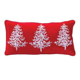 Embroidered Pine Tree Pillow 22.5"L