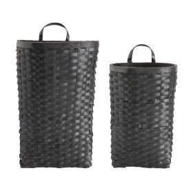 Black Woven Wood Wall Basket (Set of 2)