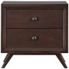 Mid-Century Modern Style End Table Nightstand in Cappuccino Wood Finish