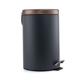 Elama 12 Liter Stylish Grey and Copper Soft Pedal Office, Kitchen and Bathroom Trash Bin