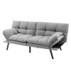 Modern Mid-Century Grey Imitation Linen Upholstered Futon Sleeper Sofa Bed