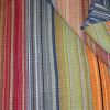 Full / Queen 100% Cotton Quilt Set with Red Orange Blue Brown Stripes