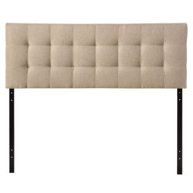 King size Beige Fabric Upholstered Mid-Century Style Headboard