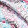 Full/Queen Southwest Style Polyester Pink Blue Striped Reversible Quilt Set