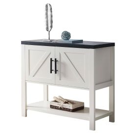 Modern 2 Drawer Wooden Storage Console Table White/Black