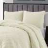 Twin/Twin XL 2-Piece Ivory Microfiber Reversible Diamond Quilt Set