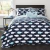 Full/Queen 5 Piece Bed In A Bag Navy Teal Microfiber Waves Whales Quilt Set