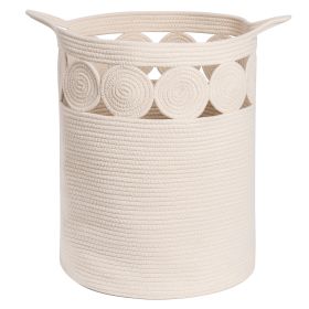 Bohemian Style Cotton Rope Storage Basket for Bedroom, Bathroom and Children's room(Beige)