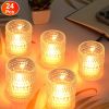 24Pcs Clear Glass Candle Holders Votive Tealight Candle Holder Set for Wedding Party Birthday Table Centerpiece Decor