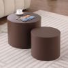 MDF Nesting table Set of 2 Rround Side Table Brown