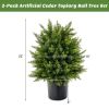 2-Pack Artificial Cedar Topiary Ball Tree with Cement Pot