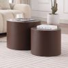 MDF Nesting table Set of 2 Rround Side Table Brown