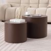 MDF Nesting table Set of 2 Rround Side Table Brown