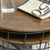 End Tables Set of 2, Nesting Tables with Storage, Round Accent Side Tables with Removable Top for Living Room, Bedroom, Black / Brown