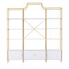 78 Inch 4 Tiers Home Office Bookcase Bookshelf, Storage Cabinet Display Shelf, X Bar Gold Frame