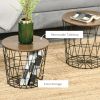 End Tables Set of 2, Nesting Tables with Storage, Round Accent Side Tables with Removable Top for Living Room, Bedroom, Black / Brown