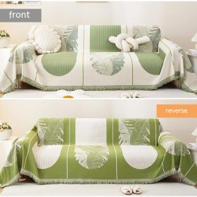 Chenille Sofa Cover Towel Four Seasons (Option: Feather Leaf Green-180x300cm)