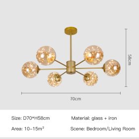 Star Magic Bean Glass Chandelier (Option: 6Gold-Soot)