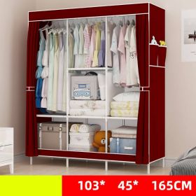 Single Dormitory Dust Closed Wardrobe (Option: Three Columns Wine Red)