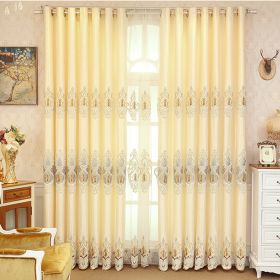 Crown European Embroidery Cloth Mesh Curtains Living Room Bedroom Simple (Option: Beige-1 M)