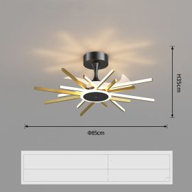 Nordic Light Luxury Living Room Fan Lamp Simple New Style (Option: Black gold-85CM)