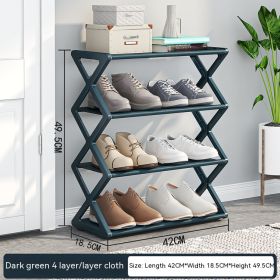 X-type Shoe Rack Simple Assembly Steel Tube Student Dormitory Multi-functional Storage Rack (Option: Green-495X420X185Mm)