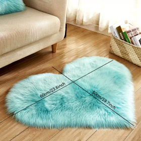 1pc Heart-Shaped Faux Sheepskin Area Rug - Soft and Plush Carpet for Home, Bedroom, Nursery, and Kid's Room - Perfect for Home Decor and Comfort (Color: light blue)