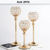 Gold/Silver Crystal Candle Holder Pillar Metal Tealight Candlestick Wedding Table Centerpiece Party Christmas Home Desktop Decor