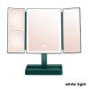 360° Adjust Foldable Makeup Mirror With LED Light Rechargeable Wireless 1-3X Magnifying 3 Tone Light Desktop Vanity Mirror Table