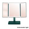 360° Adjust Foldable Makeup Mirror With LED Light Rechargeable Wireless 1-3X Magnifying 3 Tone Light Desktop Vanity Mirror Table