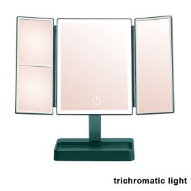 360° Adjust Foldable Makeup Mirror With LED Light Rechargeable Wireless 1-3X Magnifying 3 Tone Light Desktop Vanity Mirror Table (Emitting Color: three lights2)