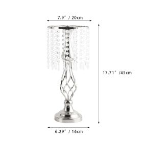 Ins Luxury Metal Candle Holders with Crystal Flowers Vase Candlestick Table Centerpieces Wedding Table Candle Stand Wedding Prop (Color: Silver-M)