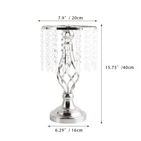 New Luxury Metal Candle Holders with Crystal Flowers Vase Candlestick Table Centerpieces Wedding Table Candle Stand Wedding Prop (Color: Silver-S)