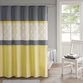 Embroidered and Pieced Shower Curtain (Color: as Pic)