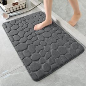 Memory Foam Bath Mat Cobblestone Bathroom Rug (Color: Dark Gray)