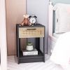 15.75" Rattan End table with drawer, Modern nightstand, side table for living roon, bedroom