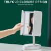 360° Adjust Foldable Makeup Mirror With LED Light Rechargeable Wireless 1-3X Magnifying 3 Tone Light Desktop Vanity Mirror Table