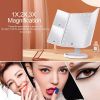 360° Adjust Foldable Makeup Mirror With LED Light Rechargeable Wireless 1-3X Magnifying 3 Tone Light Desktop Vanity Mirror Table