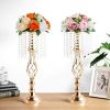 Ins Luxury Metal Candle Holders with Crystal Flowers Vase Candlestick Table Centerpieces Wedding Table Candle Stand Wedding Prop