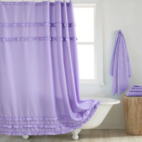 Fashion And Environment-friendly Polyester Fabrics Thickened Shower Curtain (Option: Purple Small Lace-183CM Wide X183CM High)